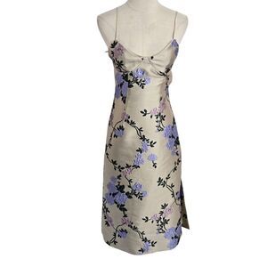 Rebecca Taylor Champagne Embroidered Corset Midi Dress NWT